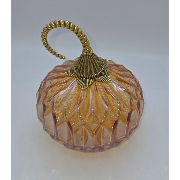 Martga Stewart Pumpkin Hand Blown Gold Orange Halloween, Fall Decor - Picture 3 of 6